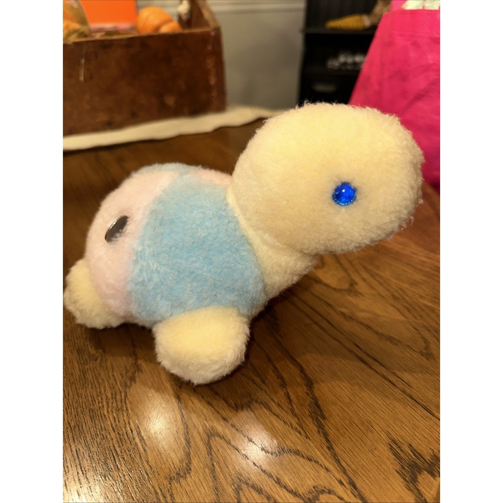 VTG Bantam Turtle Plush Stuffed Animal Toy Wind Up Music Pastel Baby